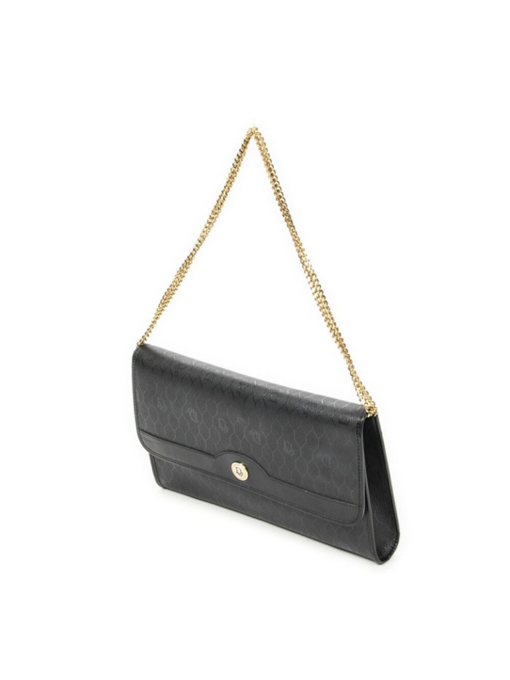 Dior Vintage Flap Clutch Black Honeycomb Canvas - Picture 2 of 10